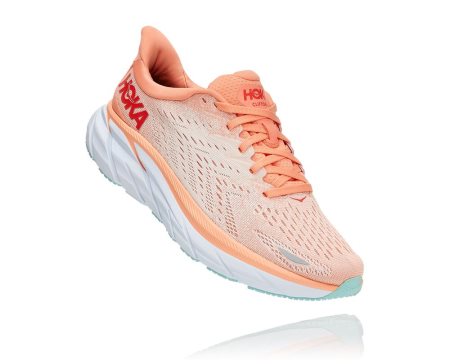 Hoka One One Clifton 8 Ženske Pohodni Čevlji Koralna / Srebrna SI-756132O